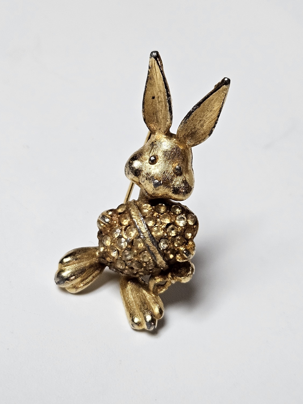Adorable Gold Rabbit Crystal Brooch